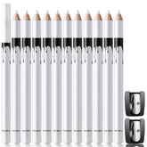 Noerrors 12Pcs white barber pencils set close-up packaging for neat lines.