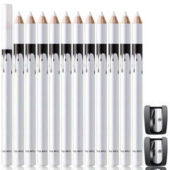 Noerrors 12Pcs white barber pencils set close-up packaging for neat lines.