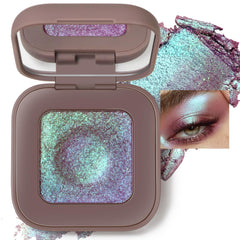Noerrors duochrome plum mauve green blue glitter eyeshadow compact for bold color payoff