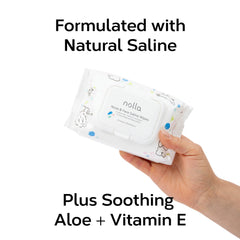 Nolla con Aloe y Vitamina E para cuidado suave de la piel.