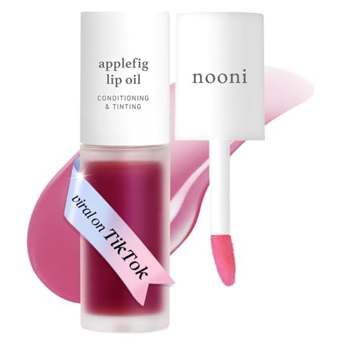 NOONI Aceite-labios Applefig en botella para hidratación duradera.