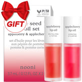 NOONI Appleberry Lip Oil bottle shows silky, moisturizing glow.