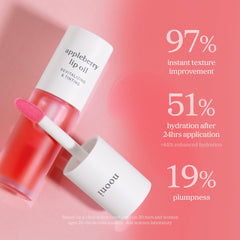 Textura brillo suave del aceite labial NOONI Appleberry para un acabado natural.