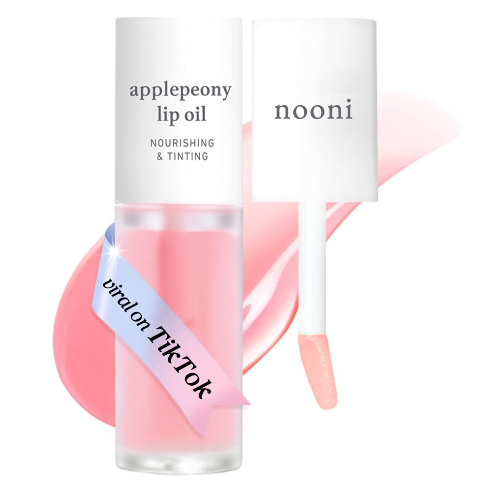 Aceite labial NOONI Applepeony en botella compacta para viajar e hidratar labios