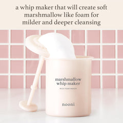 NOONI Creador de espuma marshmallow en uso: facilita un lavado suave.