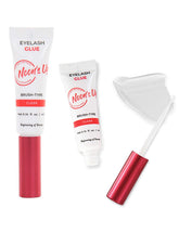 NOON'S UP clear bottle shows a crystal-clear lash glue finish