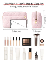 Noozion makeup bag open compartments highlight easy selection of cosmetics and toiletries