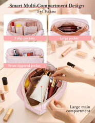 Noozion makeup bag soft nylon exterior protects contents while feeling luxurious