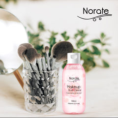 Norate brush cleaner with sponges shows sparkling results after wash.