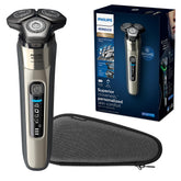 Norelco 9400 shaver blades close-up highlighting Dual SteelPrecision blades for a close shave.