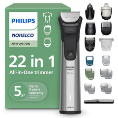 Norelco All-in-One 7000 Series attachments for beard, hair, nose and body trimming.