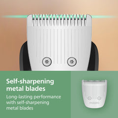 Norelco MG9580 Beardsense scans density to adapt trimming power.