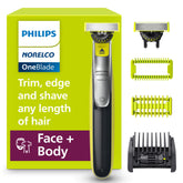 Norelco OneBlade 360 Face + Body close-up blade for precise edge definition