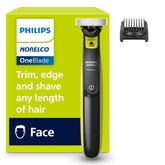Norelco OneBlade 360 Face trims with precision for sharp edges.
