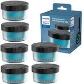 Norelco Quick Clean Pod BD9011AZ packaging highlighting six cartridges for long-term upkeep