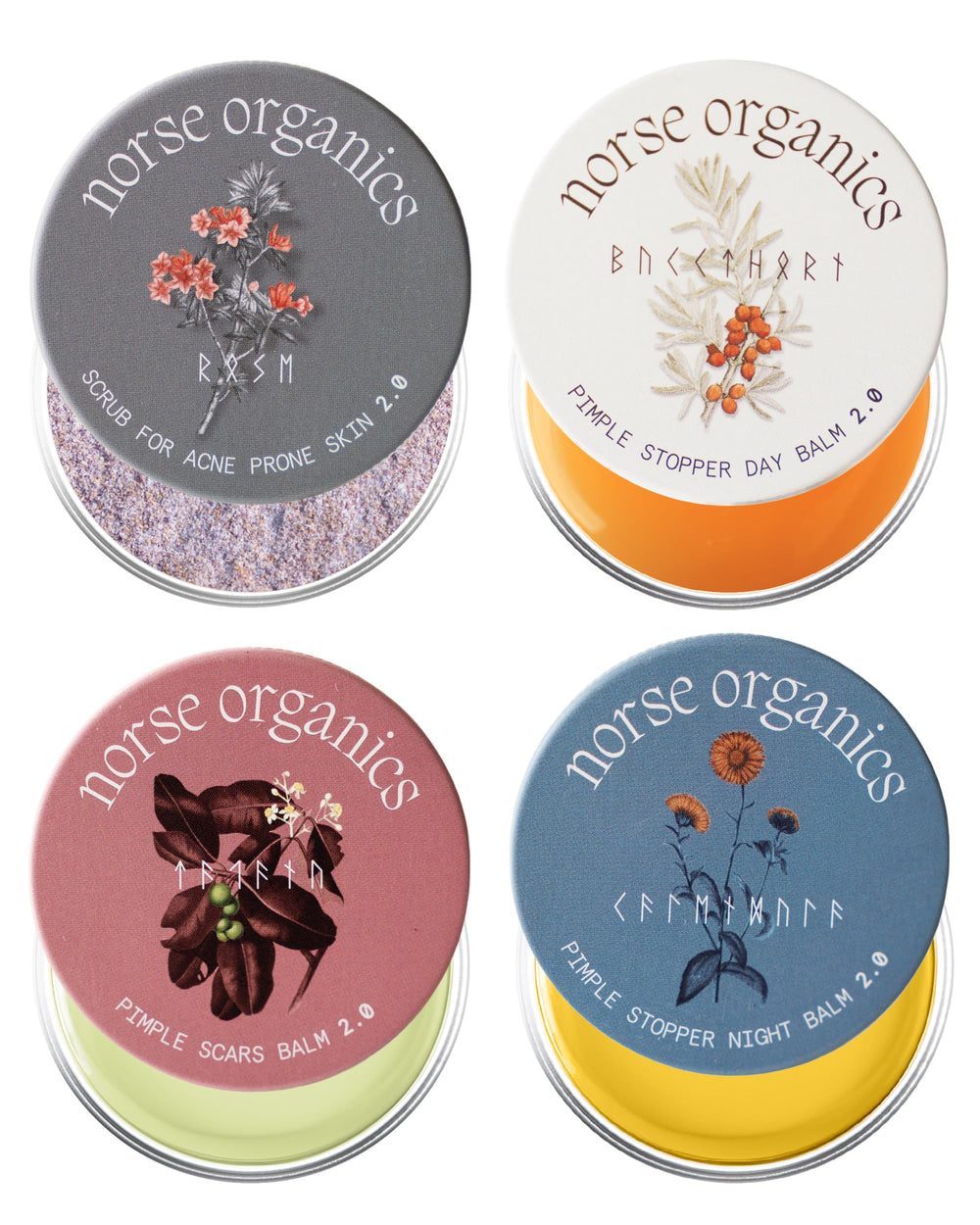 Norse Organics Pimples 2.0 Day Balm close-up for daytime care and skin balance.