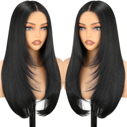NOSTALGIA glueless lace front wig straight 24-inch, easy daily styling