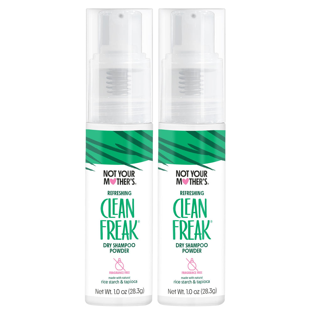 Not Your Mother's Clean Freak unscented dry shampoo powder 2-pack bottle front for quick refreshes