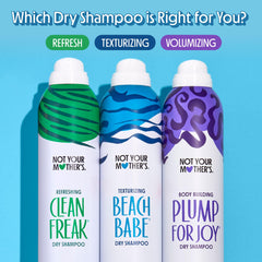 Not Your Mother's dry shampoo spray-cap close-up, easy 8-10 inch application.