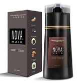 Nova Hair Dye Shampoo: botella visible para teñir el cabello en casa
