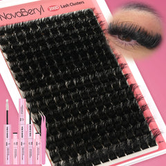 NovaBeryl Lash Clusters Kit 200D volume for bold, fluffy lashes.