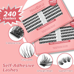 NovaBeryl pre-glued lash clusters enabling one-second application.