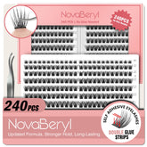 NovaBeryl self-adhesive lash clusters for quick, mess-free application.