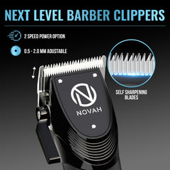 NOVAH Grooming barber clippers with LED display for precise power and battery monitoring