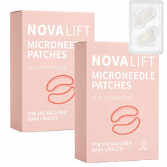 NOVALIFT MicroGlow Eye Patches close-up showing hydrating under-eye treatment.