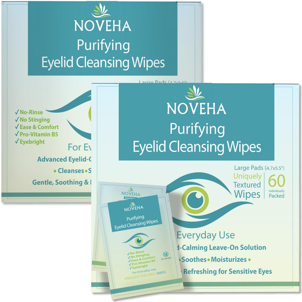 NOVEHA eyelid wipes pack 120 count for easy at-home cleansing