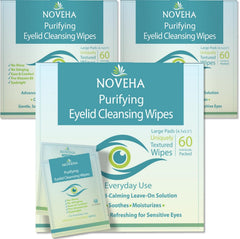 NOVEHA eyelid wipes packaging front highlighting gentle eye cleansing