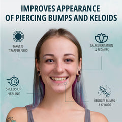 NOVEHA fast-absorbing-application delivers non-greasy comfort around piercings.