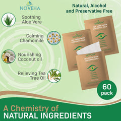 NOVEHA individually wrapped wipes ideal for on-the-go eye care.