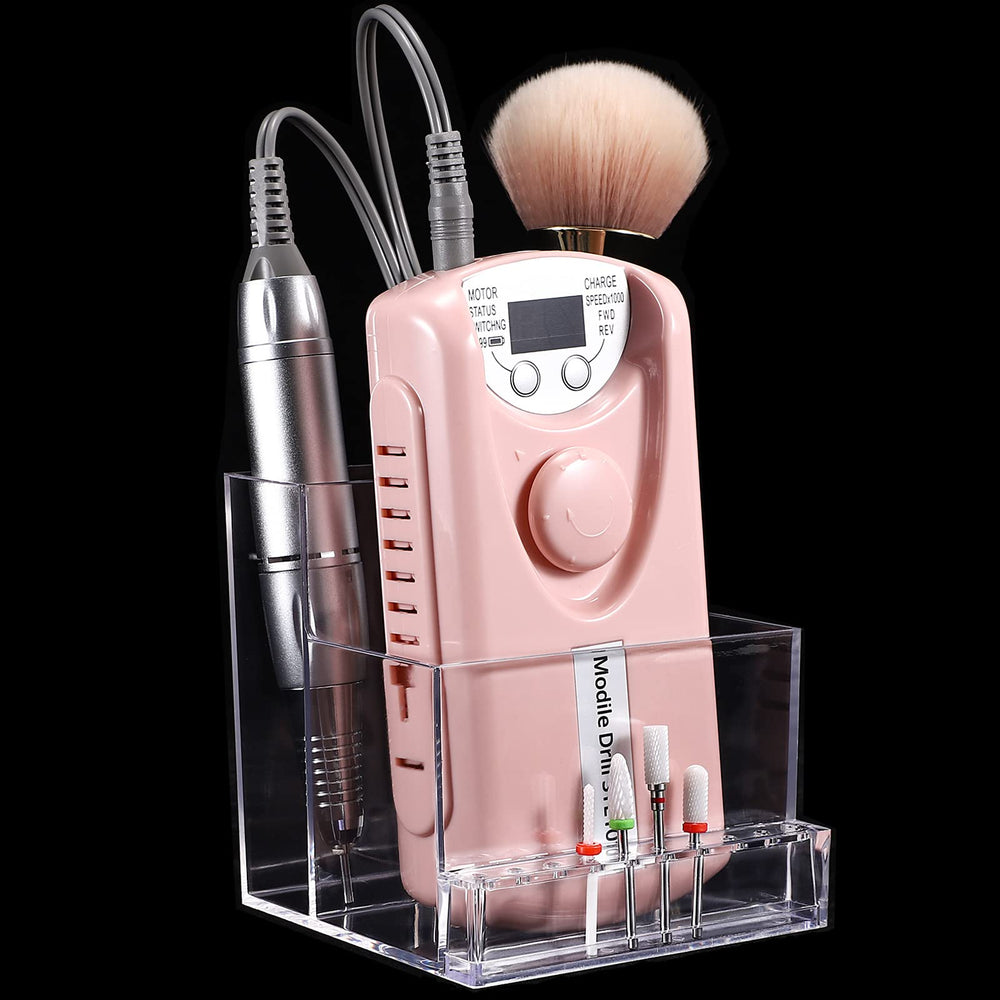 Noverlife 10-holes mini nail drill storage box showing organized workspace and quick access