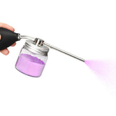 Noverlife powder spray bottle 12.5g demonstrates precise powder application for natural hairlines.