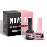 NOVO OVO gel BIAB rosado en botella para pegar tips pre-diseñados.