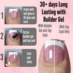NOVO OVO berry pink soft gel tips for quick DIY pedicure