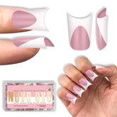NOVO OVO uñas pato corto con curva luna y frances rosado