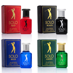 NovoGlow Solo Red bottle showcases a bold woody-citrus aroma for daily confidence.