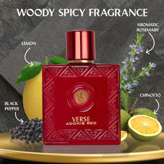 NovoGlow Verse Adonis Red bottle side reveals sleek silhouette for easy daily carry.