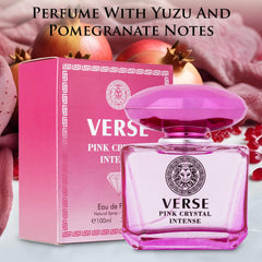 NovoGlow Verse Pink Crystal Intense heart-notes blend raspberry, peony and lotus