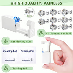 Eight self-piercing guns from Novopiercing ready for quick ear piercing.
