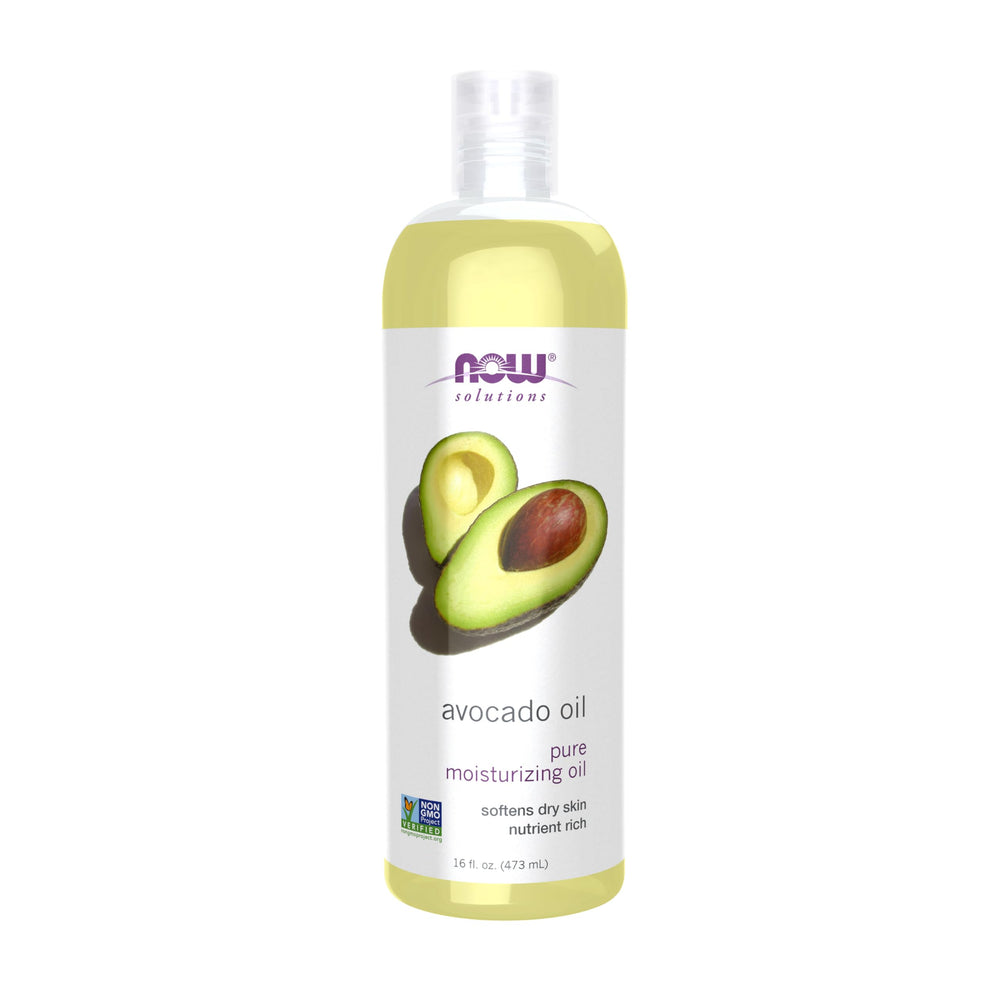 NOW Avocado Oil, botella transparente con protección UV para piel suave