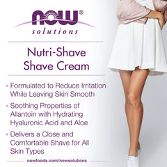 NOW Foods Nutri-Shave ingredients-coconut-oil highlights nourishing oils to help moisturize skin after shaving