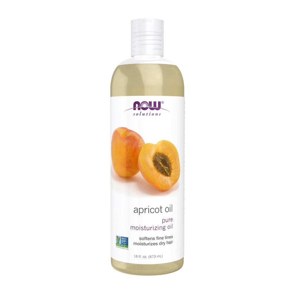 NOW Foods Aceite de Semilla de Albaricoque en botella transparente para cabello suave