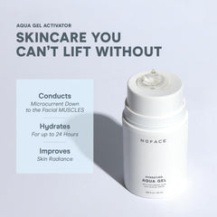 NuFACE Aqua Gel Activator label closeup highlighting conductivity features.