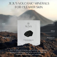NUNA Volcanic Ash Hydrogel Mask 3D hyaluronic delivery close-up showing multi-layer hydration