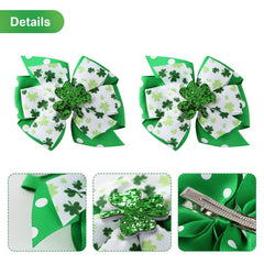 Par de lazos Nuolich con trébol verde y clip metálico resistente para cualquier peinado.