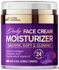 Nutraharmony crema facial colágeno y retinol para firmeza y luminosidad diaria.