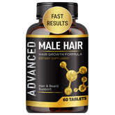 NutraPro vitaminas para cabello, botella vertiéndose, apoyo posible para cabello más grueso.